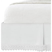 Mocassi Lace Bed Skirt 15inch Drop, 1500 Thread Count Quality, Sophisticated Design for a Vintage Look- Easy Care and Wrinkle Resistant,Twin, White