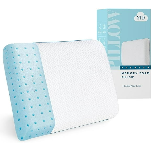 Mocassi Memory Foam Pillow, Soft & Supportive for Back, Side, and Stomach Sleepers, Breathable Washable Cover, Luxury Bed Pillow for Home or Travel - 1-Pack, Standard