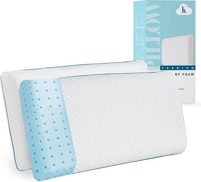 Mocassi Memory Foam Pillow, Soft & Supportive for Back, Side, and Stomach Sleepers, Breathable Washable Cover, Luxury Bed Pillow for Home or Travel - 2-Pack, King