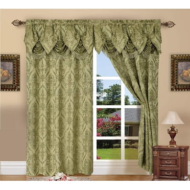 Mocassi Modern Sage Green Floral Leaf Curtains, 54 x 84 In (2 Panels)