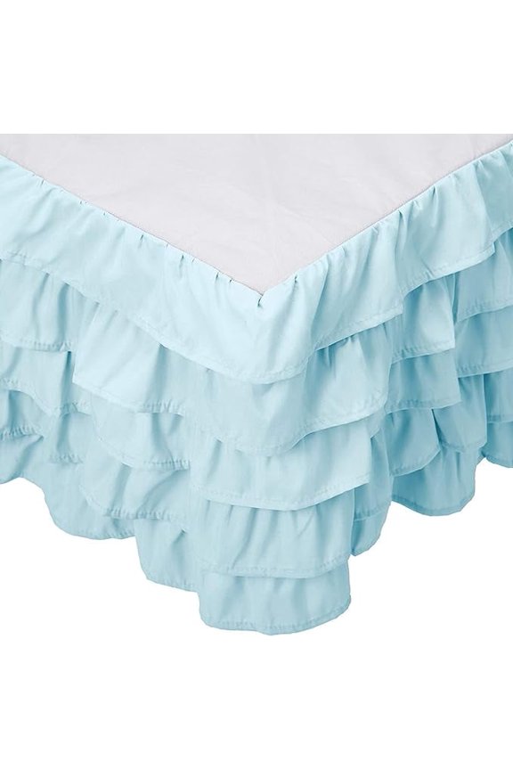 Multi-Ruffle Bed Skirt, Wrinkle and Stain Resistant, 1500 Thread Count, 15 inch Drop, Cal King, Baby Blue