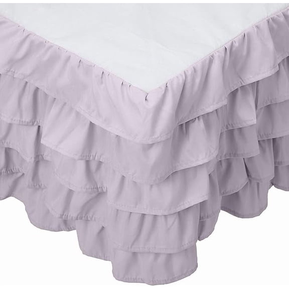 Mocassi Multi-Ruffle Bed Skirt, Wrinkle and Stain Resistant, 1500 Series, 15 inch Drop, Cal King, Floral Lilac