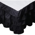 thumbnail image 1 of Mocassi Multi-Ruffle Bed Skirt, Wrinkle and Stain Resistant, 1500 Thread Count, 15 inch Drop, Cal King, Pitch Black, 1 of 5
