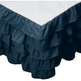 thumbnail image 1 of Mocassi Multi-Ruffle Bed Skirt, Wrinkle and Stain Resistant, 1500 Thread Count, 15 inch Drop, King, Midnight Blue, 1 of 5