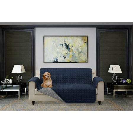 Mocassi Pet Products Furniture Cover, Reversible Protector for Dogs & Cats, Loveseat, Navy/Gray