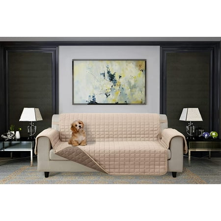 Mocassi Pet Products Furniture Cover, Reversible Protector for Dogs & Cats, Oversized Sofa, Cream/Taupe