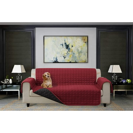 Mocassi Pet Products Furniture Cover, Reversible Protector for Dogs & Cats, Sofa, Burgundy/Black