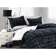 thumbnail image 1 of Mocassi Reversible 3-Piece Plaid Pattern Comforter Set - Bedding with Ultra Plush Down Alternative Fill - Twin/Twin XL Size, Black, 1 of 6
