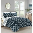 thumbnail image 1 of Mocassi All Season Comforter - Medium Weight & Super Soft - Quatrefoil Pattern Down Alternative, Reversible 3-Piece Set, King/California King, Navy/White, 1 of 5