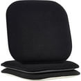 thumbnail image 1 of Mocassi Set of 2 Chair Cushion Covers with Ties and Non-Slip Rubber Backing - 16 x 16 Inch Rounded Square Seat Pads, Thick Memory Foam, Honeycomb Texture, Black, 1 of 5