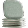 thumbnail image 1 of Mocassi Set of 4 Chair Cushion Covers with Ties and Non-Slip Rubber Backing - 16 x 16 Inch Rounded Square Seat Pads, Thick Memory Foam, Thatch Textured Pattern, Sage, 1 of 5