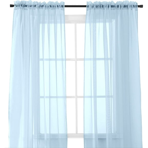 2-Piece Multipurpose Solid Colored Drapes, Semi-Sheer Window Curtains with 2 inch Rod Pocket, 60 X 84 inches, Light Blue