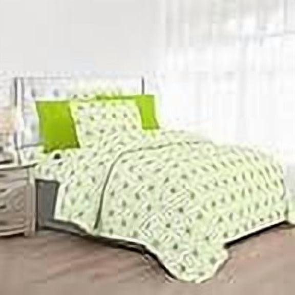 Mocassi Soft 6-Piece Cube Geometric Pattern Sheet Set Wrinkle and Fade Resistant , All around Elastic Fitted Sheet, King, Lime