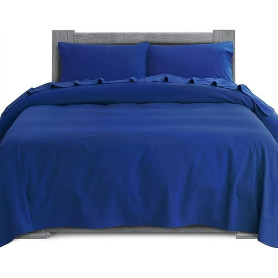 Mocassi Soft Soft 4-Piece Sheet Set - Deep Pocket Fitted Sheet, Soft, Cozy, Warm and Anti-Pill Flannel Sheets - Full, Royal Blue