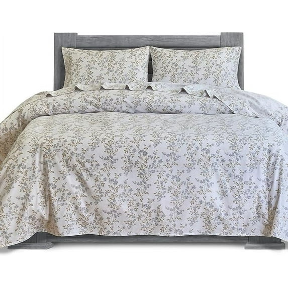 Mocassi Soft Soft 4-Piece Sheet Set - Deep Pocket Fitted Sheet, Soft, Cozy, Warm and Anti-Pill Flannel Sheets - King, Maya Flower