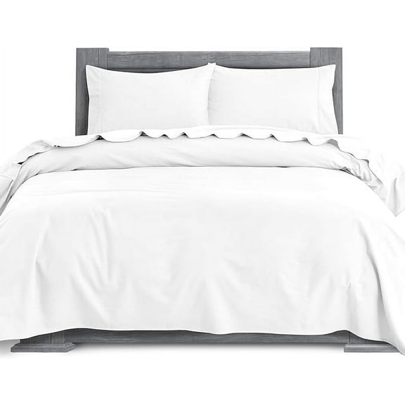 Mocassi Soft Soft 4-Piece Sheet Set - Deep Pocket Fitted Sheet, Soft, Cozy, Warm and Anti-Pill Flannel Sheets - King, White