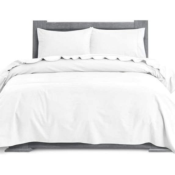 Mocassi Soft Soft 4-Piece Sheet Set - Deep Pocket Fitted Sheet, Soft, Cozy, Warm and Anti-Pill Flannel Sheets - Twin, White
