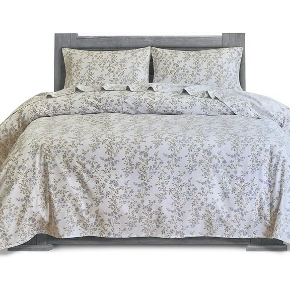 Mocassi Soft Soft 4-Piece Sheet Set - Deep Pocket Fitted Sheet, Soft, Cozy, Warm and Anti-Pill Flannel Sheets - Twin XL, Maya Flower