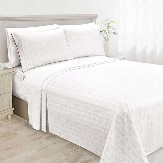 Mocassi Softest and Coziest 6-Piece Sheet Set - 1500 Series - Deep Pocket, Wrinkle Resistant 6-Piece Wave Pattern Bed Sheet Set, Queen, Wave Beige