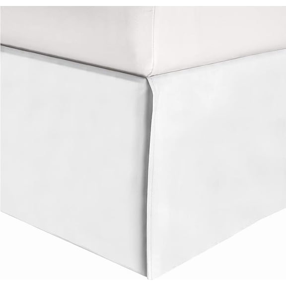 Mocassi Solid Bed Skirt 1-Piece, 1500 Thread Count Quality, Minimalist Design and Modern Look- Easy Care, Wrinkle and Stain Resistant, Cali King, Frosty White