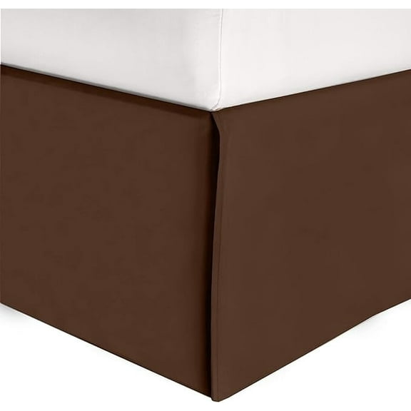 Mocassi Solid Bed Skirt 1-Piece, 1500 Thread Count Quality, Minimalist Design and Modern Look- Easy Care, Wrinkle and Stain Resistant, Cali King, Java Brown