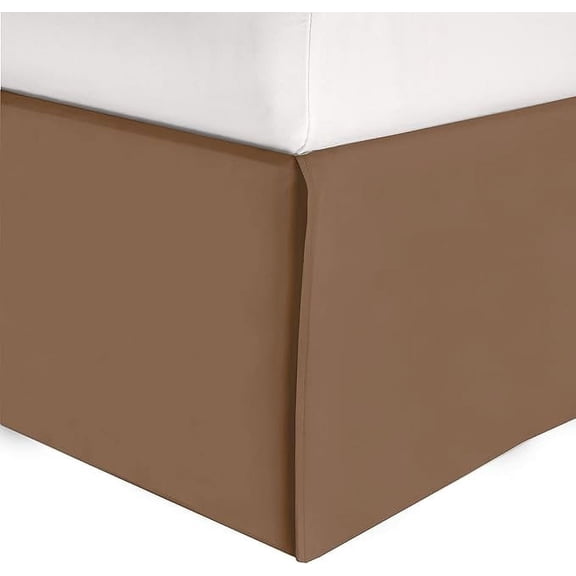 Mocassi Solid Bed Skirt 1-Piece, 1500 Thread Count Quality, Minimalist Design and Modern Look- Easy Care, Wrinkle and Stain Resistant, Cali King, Toasty Taupe