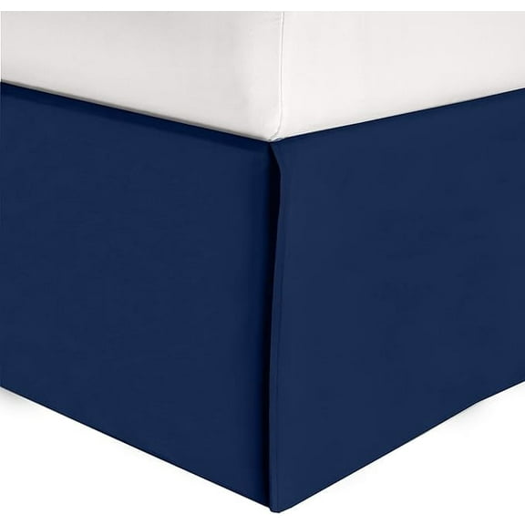 Mocassi Solid Bed Skirt 1-Piece, 1500 Thread Count Quality, Minimalist Design and Modern Look- Easy Care, Wrinkle and Stain Resistant, King, Midnight Navy