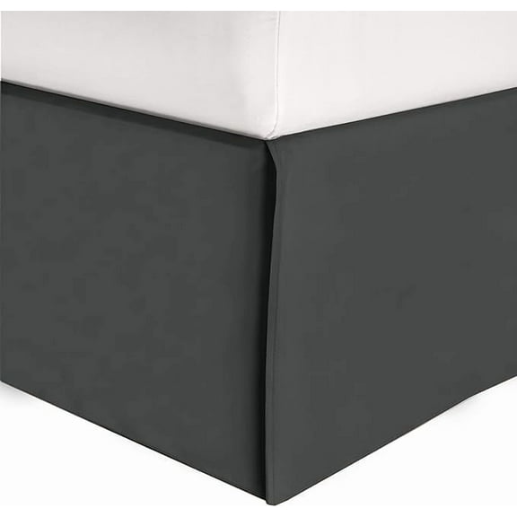 Mocassi Solid Bed Skirt 1-Piece, 1500 Thread Count Quality, Minimalist Design and Modern Look- Easy Care, Wrinkle and Stain Resistant, King, Stormy Gray