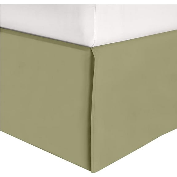Mocassi Solid Bed Skirt 1-Piece, 1500 Thread Count Quality, Minimalist Design and Modern Look- Easy Care, Wrinkle and Stain Resistant, King, Succulent Green
