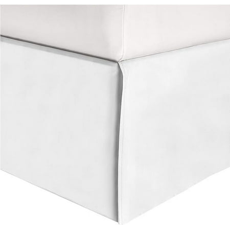 Mocassi Solid Bed Skirt 1-Piece, 1500 Thread Count Quality, Minimalist Design and Modern Look- Easy Care, Wrinkle and Stain Resistant, Twin, Frosty White