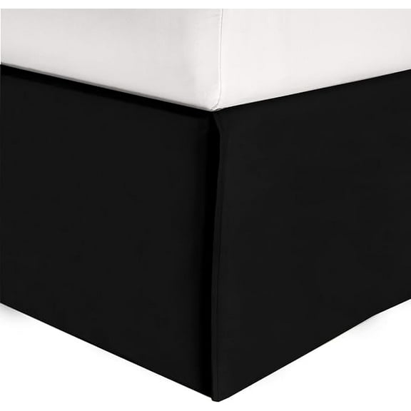 Mocassi Solid Bed Skirt 1-Piece, 1500 Thread Count Quality, Minimalist Design and Modern Look- Easy Care, Wrinkle and Stain Resistant, Twin, Twilight Black