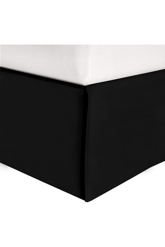 Solid Bed Skirt 1-Piece, 1500 Thread Count Quality, Minimalist Design and Modern Look- Easy Care, Wrinkle and Stain Resistant, Twin, Twilight Black