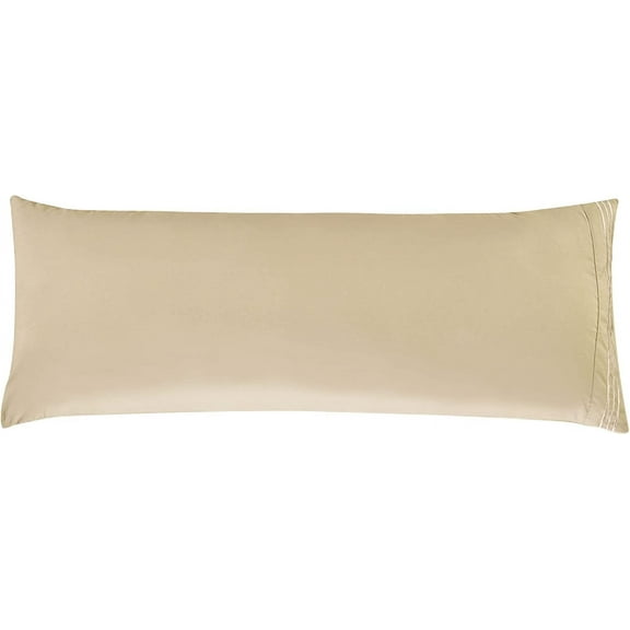 Mocassi Solid Pillowcases 1500 Thread Count Egyptian Quality,Easy Slip-On, 1-Piece Set, Body Pillowcase, Cream