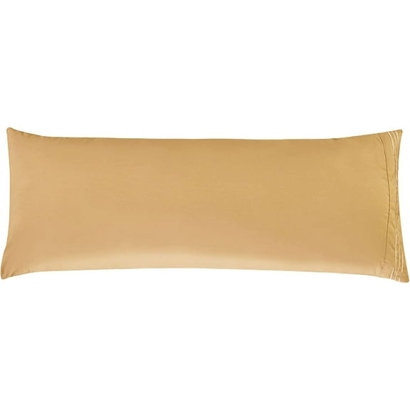 Mocassi Solid Pillowcases 1500 Thread Count Egyptian Quality,Easy Slip-On, 1-Piece Set, Body Pillowcase, Gold