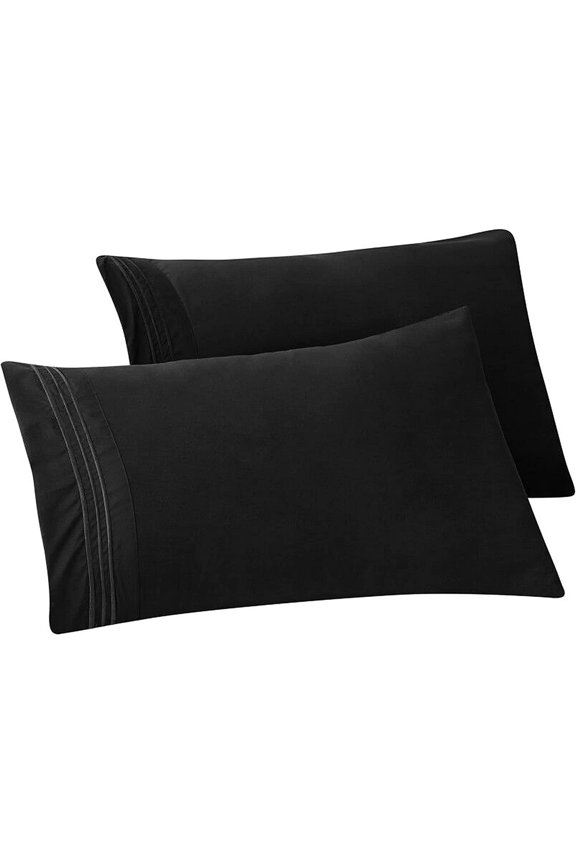 Bloomingdale Pattern Pillowcase, 2-Piece Set Super Soft, Easy Slip-On and Wrinkle Resistant, Bloomingdale King Pillowcase, Black