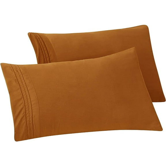 Mocassi Solid Pillowcases 1500 Thread Count Egyptian Quality,Easy Slip-On, 2-Piece Set, King Pillowcase, Bronze