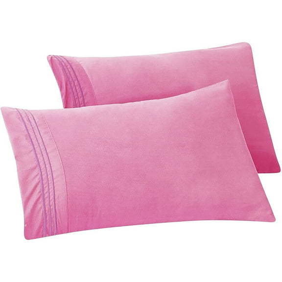Mocassi Solid Pillowcases 1500 Thread Count Egyptian Quality,Easy Slip-On, 2-Piece Set, King Pillowcase, Light Pink
