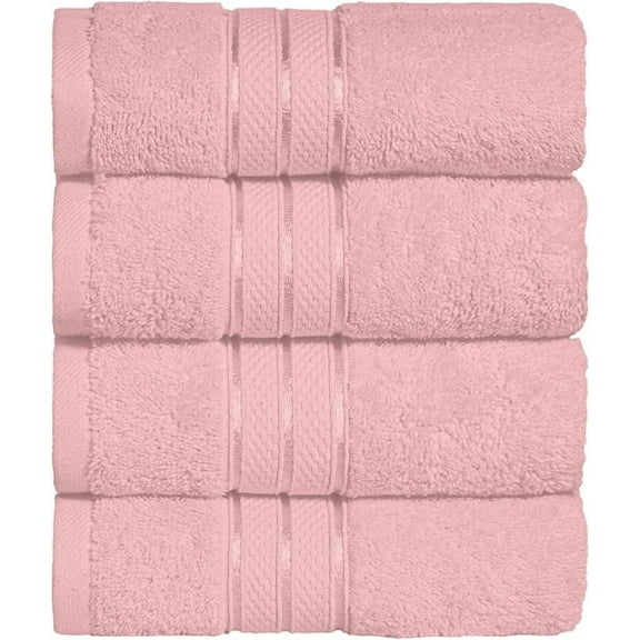Mocassi Turkish Cotton Hand Towel Set, 4-Pack, 16" x 28", Highly Absorbent - Soft Bathroom Towels, Dusty Rose