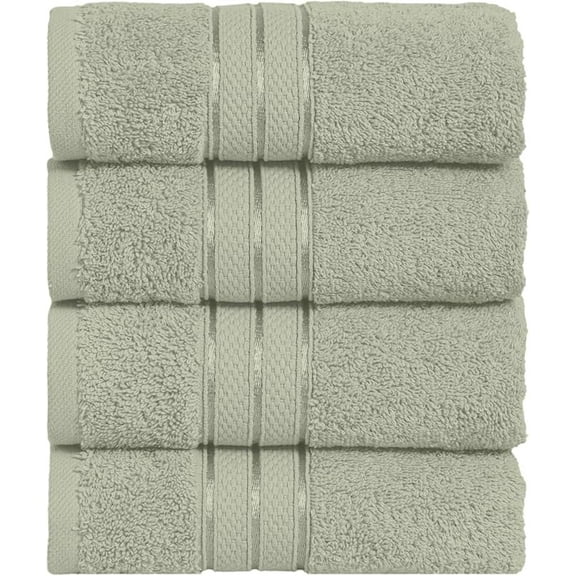 Mocassi Turkish Cotton Hand Towel Set, 4-Pack, 16" x 28", Highly Absorbent - Soft Bathroom Towels, Mint Green