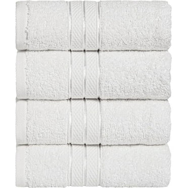Mocassi Turkish Cotton Hand Towel Set, 4-Pack, 16" x 28", Highly Absorbent - Soft Bathroom Towels, White