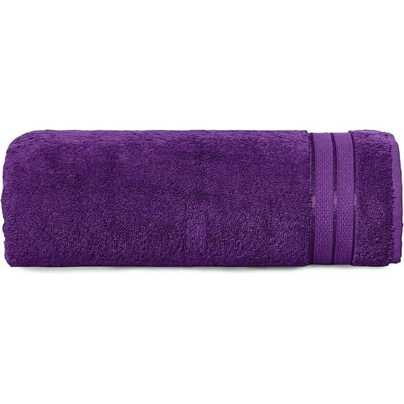 Mocassi Turkish Cotton Jumbo Bath Towel, 1-Piece, 35" x 70", Highly Absorbent - Soft Bathroom Towel, Purple