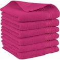 thumbnail image 1 of Mocassi Turkish Cotton Washcloth Set, 6-Pack, 13" x 13", Highly Absorbent - Soft Bathroom Towels, Hot Pink, 1 of 5