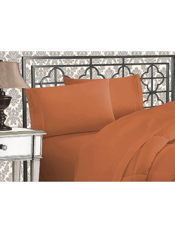 4-Piece Bed Sheet Set with Deep Pockets - 1500 Series Egyptian Quality Microfiber, Wrinkle & Fade Resistant, King, Coral
