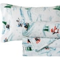 thumbnail image 1 of Mocassi Ultra-Soft 4-Piece Holiday Velvet Plush Flannel Sheet Set - Warm Fuzzy Flannel Fleece with Deep Pockets - High-Quality - Cal King, Skiing Penguins, 1 of 5