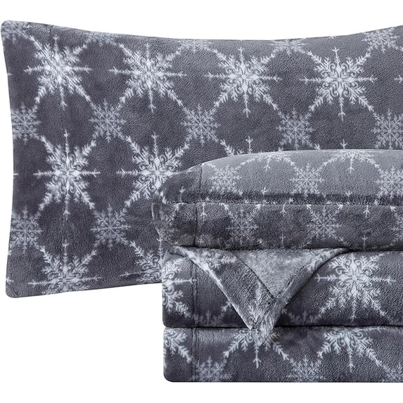 Mocassi Ultra-Soft 4-Piece Holiday Velvet Plush Flannel Sheet Set ...