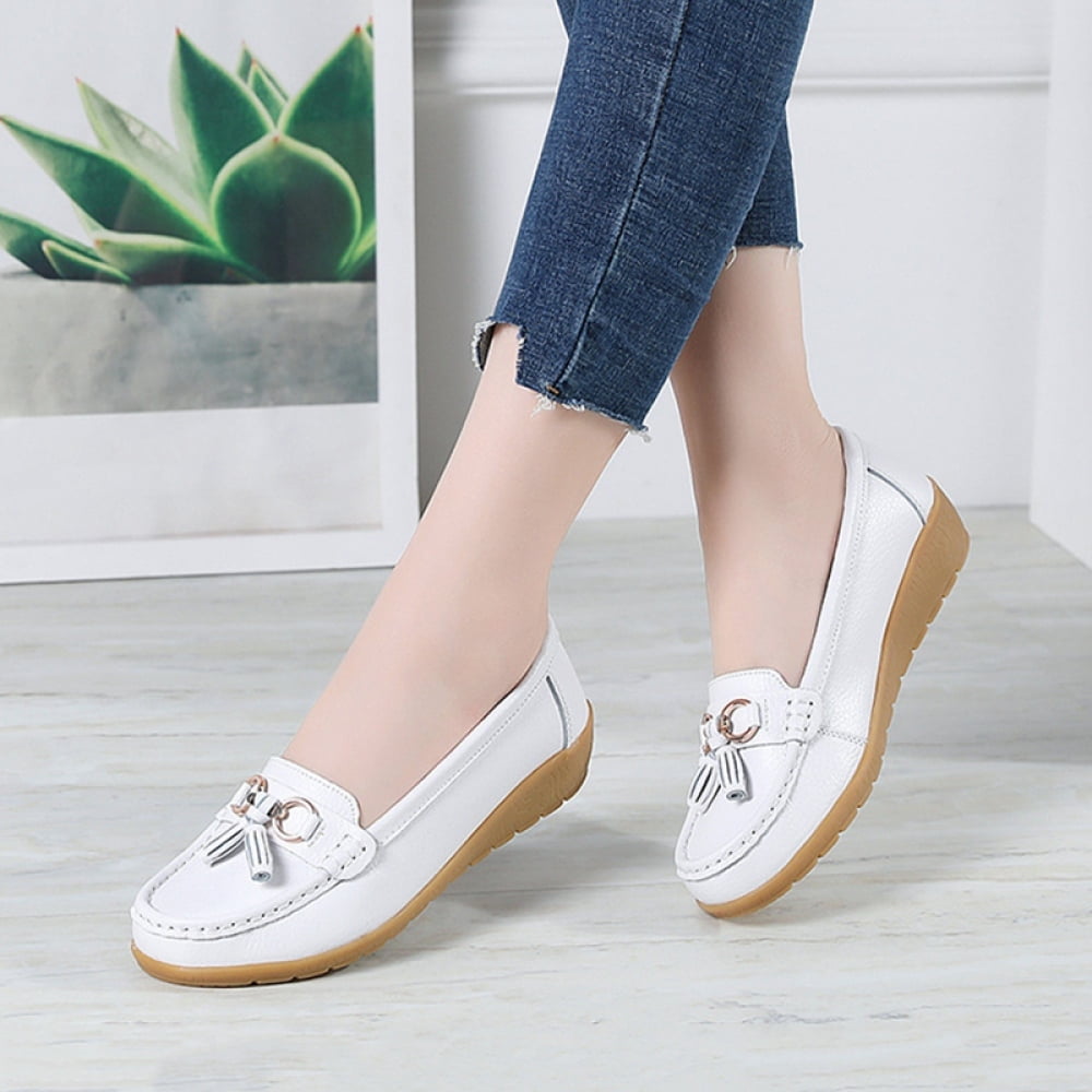 Moccasin Flat Shoes For Women Soft Sole Casual Sandal Leather ...