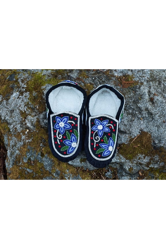 Moccasins Handmade beaded moccasins with Intricate bead-work | Genuine Leather | Blue