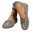 thumbnail image 1 of Moccasins Women Slip on Penny Loafers Orthopedic Flat Shoes Bowtie Round Toe Hollow out Casual Walking Shoes Grey Size 9, 1 of 9