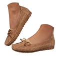 thumbnail image 1 of Moccasins Women Slip on Penny Loafers Orthopedic Flat Shoes Bowtie Round Toe Hollow out Casual Walking Shoes Khaki Size 8.5, 1 of 9