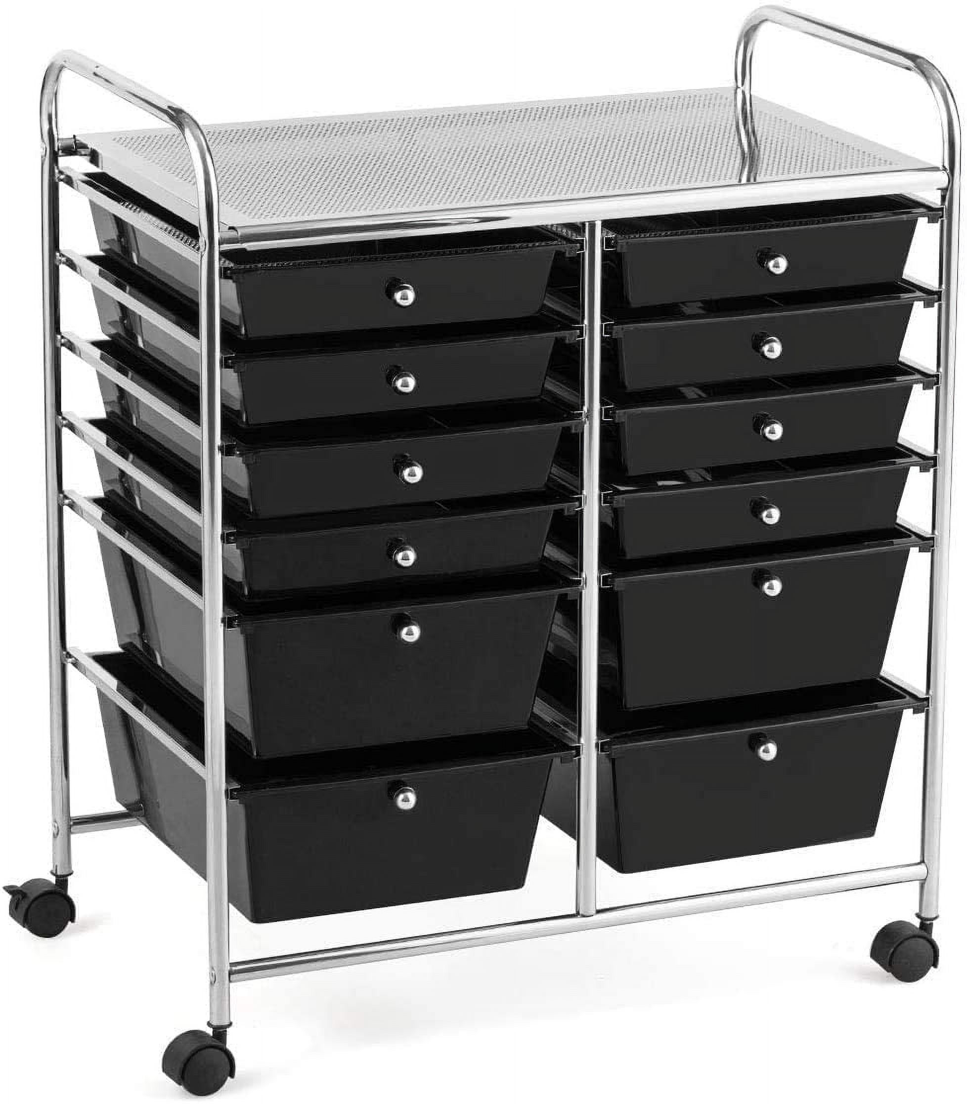 Moccha 12 Drawer Rolling Storage Cart, Utility Cart with Wheels, Tools ...
